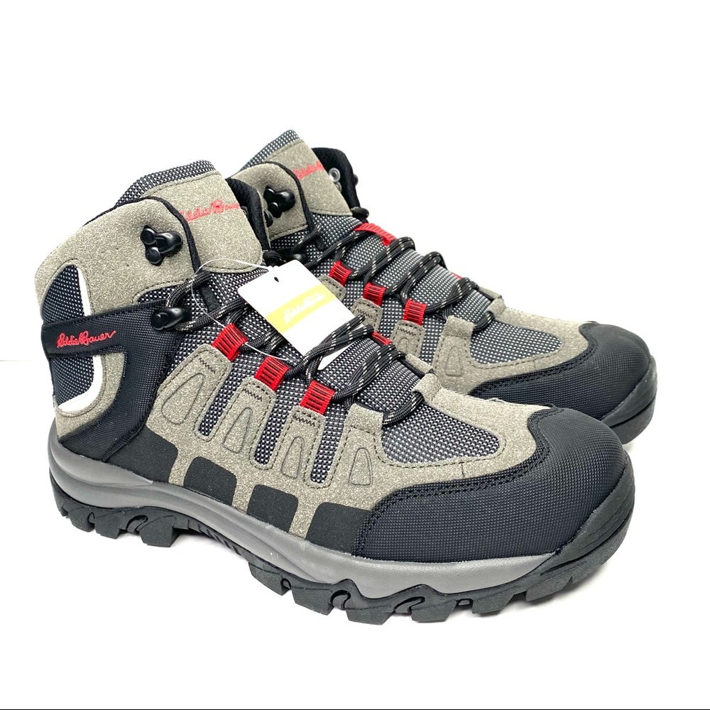 New Eddie Bauer Men’s Size 9 Grey/ Red/ Black Cross Country Hiking Boots